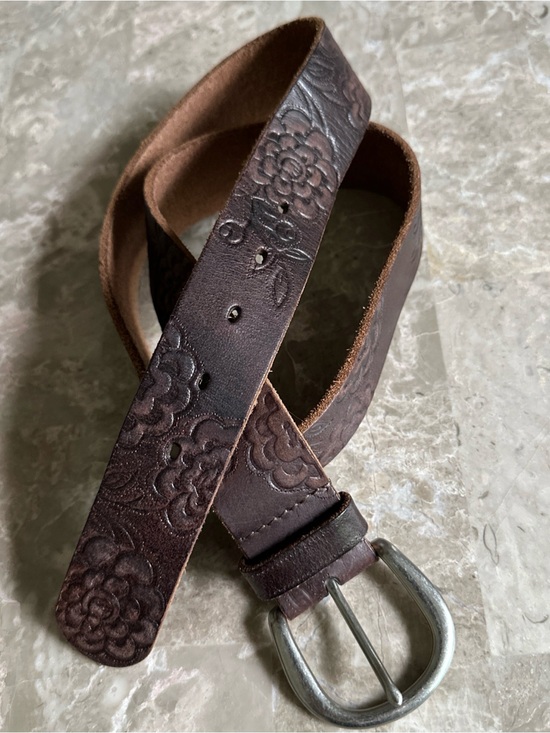 Fossil Accessories - Fossil Belt Brown Genuine Leather Women's Size L Embossed Floral Made In India